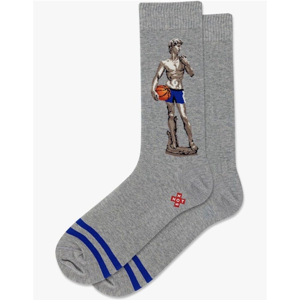 Hot Sox Mens Women's Art - Baller David (Gray & Blue) NWT - Socks